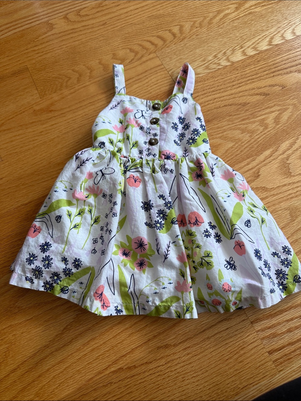 Cat & Jack White Floral Sundress with Pink & Green Accents